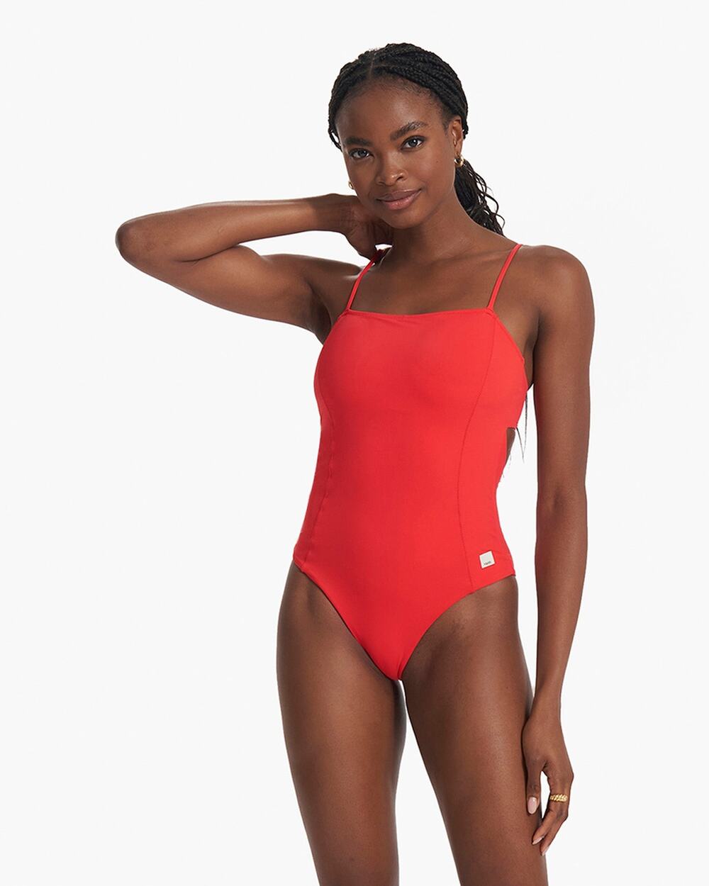 Vuori Dune One Piece Strappy Swimsuit Vermillion Red Size Small